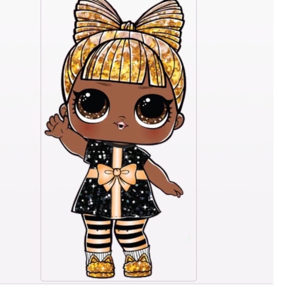 LOL Surprise Queen Bee Enamel Pin Gold Glitter Black Yellow Character Lapel Pin